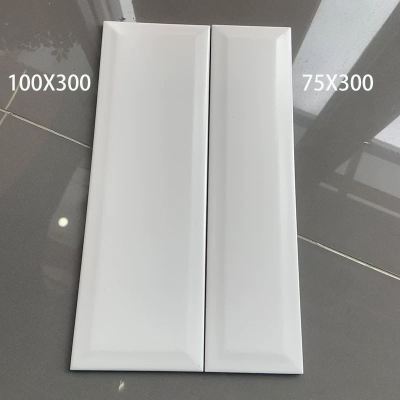 75x300mm 白色地鐵磚（Subway Tile）｜浴室廚房經典首選｜光面陶磚