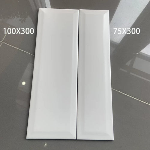 75x300mm 白色地鐵磚（Subway Tile）｜浴室廚房經典首選｜光面陶磚